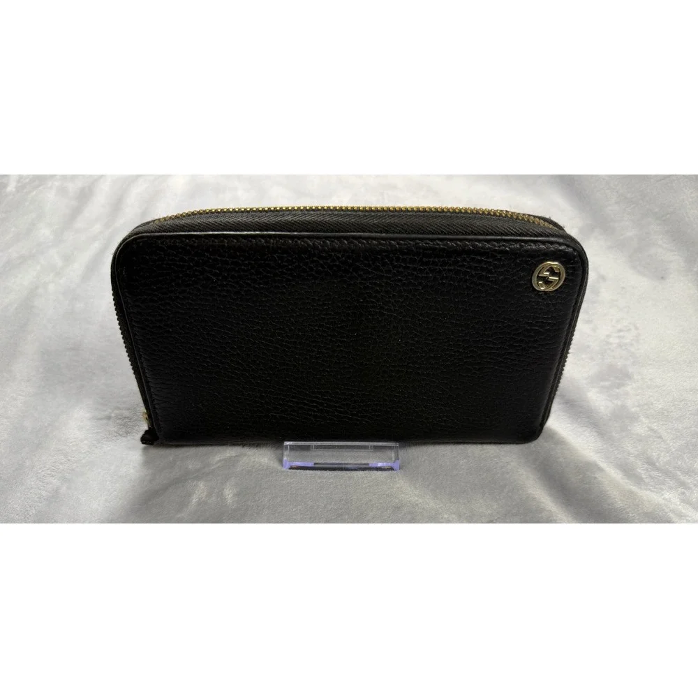 Gucci Black Leather Interlocking G Zip‎ Wallet